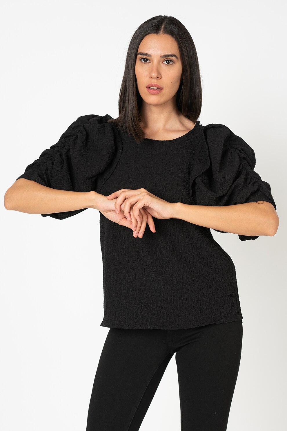 Vero Moda, Bluza cu maneci bufante Luna, Negru