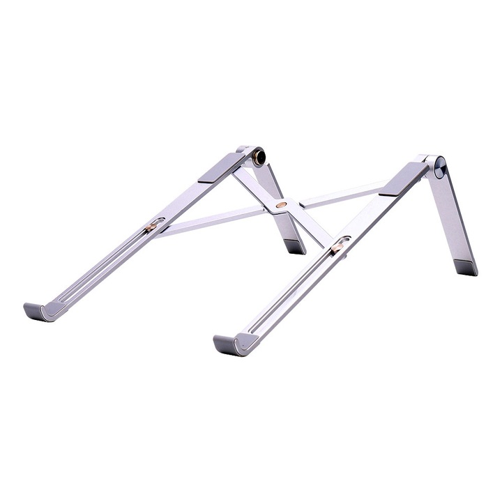 Suport reglabil pentru laptop Lazysmart, lazyLAP, 11 inch - 17 inch, gri aluminiu