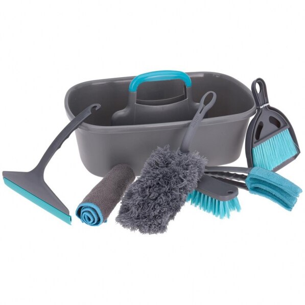 Set curatenie 7 piese Koopman,40x25x20cm,albastru/gri