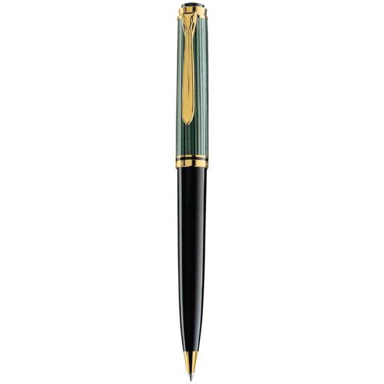 Pix Pelikan, Souveran K800, accesorii placate cu aur, corp negru-verde