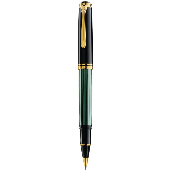 Ролер за писане Pelikan, Souveran R800, Позлатени аксесоари, Черен/Зелен