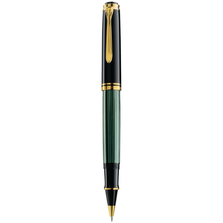 Roller Pelikan, Souveran R800, accesorii placate cu aur, corp negru-verde