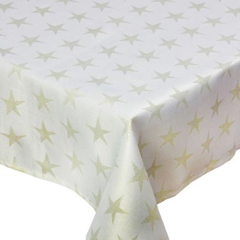 Fata de masa, Zola®, pentru sarbatori, alba cu stelute aurii, 140x180 cm Fata de masa, Zola®, pentru sarbatori, alba cu stelute aurii, 140x180 cm