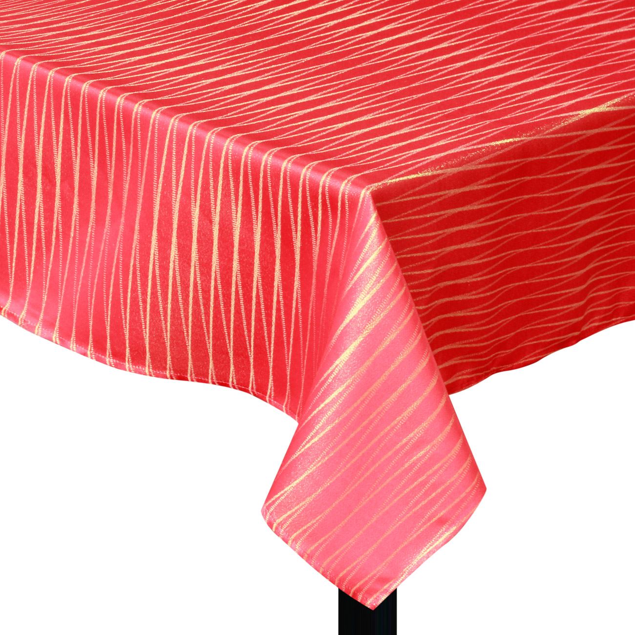 Fata de Masa de Craciun, New Line, Model cu Dungi, 300x140 cm, Poliester, Rosu