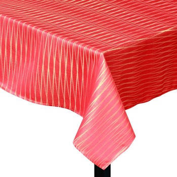 Fata de masa, Zola®, pentru sarbatori, rosie cu dungulite argintii, 140x300 cm Fata de masa, Zola®, pentru sarbatori, rosie cu dungulite argintii, 140x300 cm