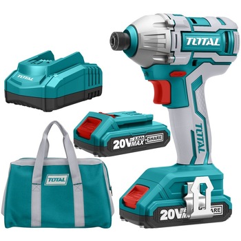 Masina de insurubat cu impact Total, cu acumulator 20V-2.0Ah Li-Ion (2 acumulatori), Hex 1/4 Masina de insurubat cu impact Total, cu acumulator 20V-2.0Ah Li-Ion (2 acumulatori), Hex 1/4