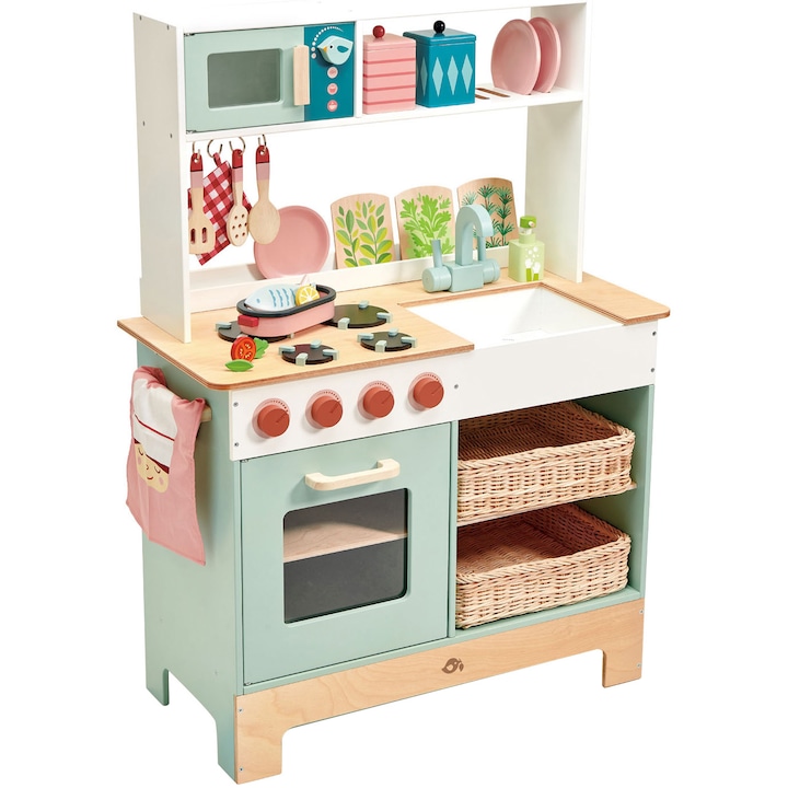 Кухня Tender Leaf Toys - Kitchen Range, Дървена, 15 части