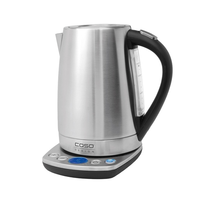 Fierbator electric Caso Germany, WK 2200, capacitate 1.7 L, control precis al temperaturii, functie de mentinere la cald, protectie supraincalzire​​​​​​​, putere 2200 W, argintiu