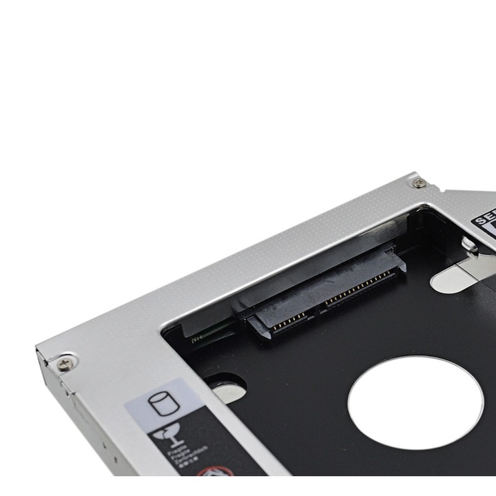 Adaptor HDD Caddy, laptop grosime 9.5mm interfata Sata-Sata, cu masca frontala din plastic