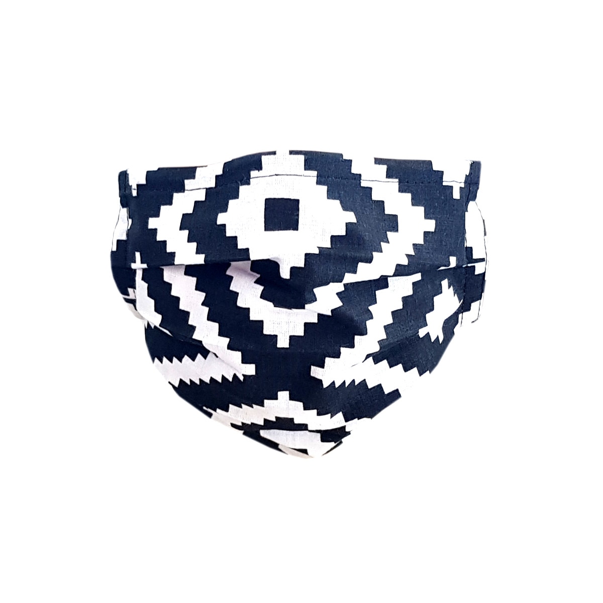 Masca faciala de protectie reutilizabila, 2 straturi 100% bumbac, ajustabila cu clema, model romburi alb/negru