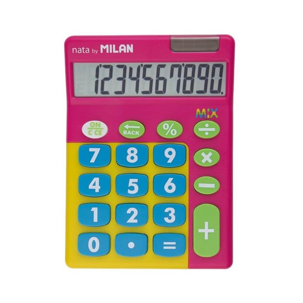 Calculator de Birou MILAN Mix, 10 Digits, 145x106x28 mm, Alimentare Solara, Corp Roz din Plastic