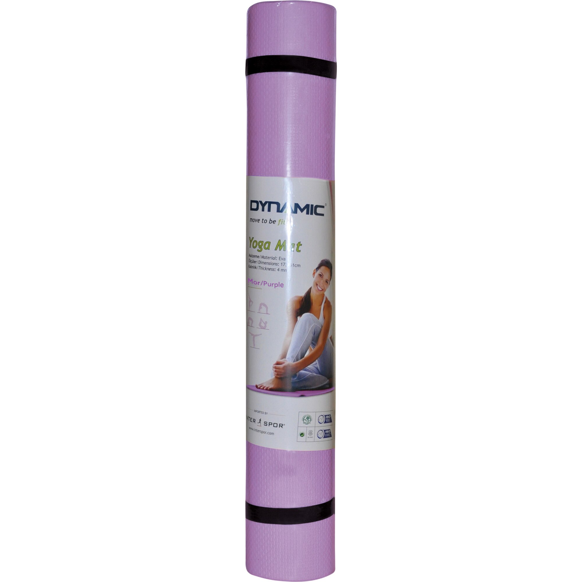 Saltea yoga Dynamic, dimensiune 173 x 61 cm, 0,4 cm grosime, culoare mov-violet