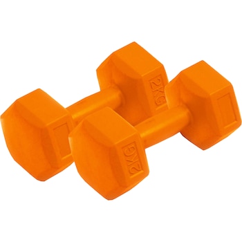 Set de 2 gantere fitness Dynamic, coating plastic, 2 kg, culoare portocaliu Set de 2 gantere fitness Dynamic, coating plastic, 2 kg, culoare portocaliu