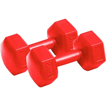 Set de 2 gantere fitness Dynamic, coating plastic, 3 kg, culoare rosu Set de 2 gantere fitness Dynamic, coating plastic, 3 kg, culoare rosu