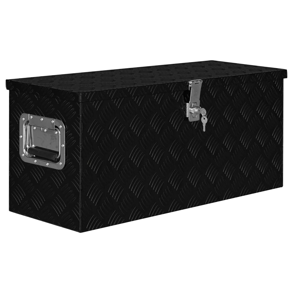 Cutie depozitare scule, vidaXL, Aluminiu, Trapez, 80 x 30 x 35 cm, Negru