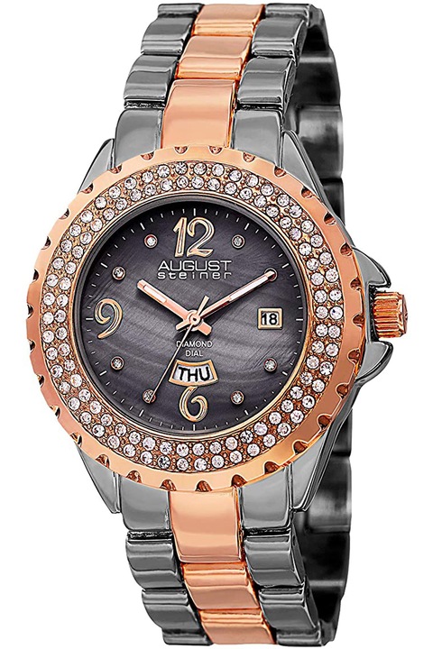Дамски часовник August Steiner AS8156 CHSV-AS-8156, Черен/розово злато