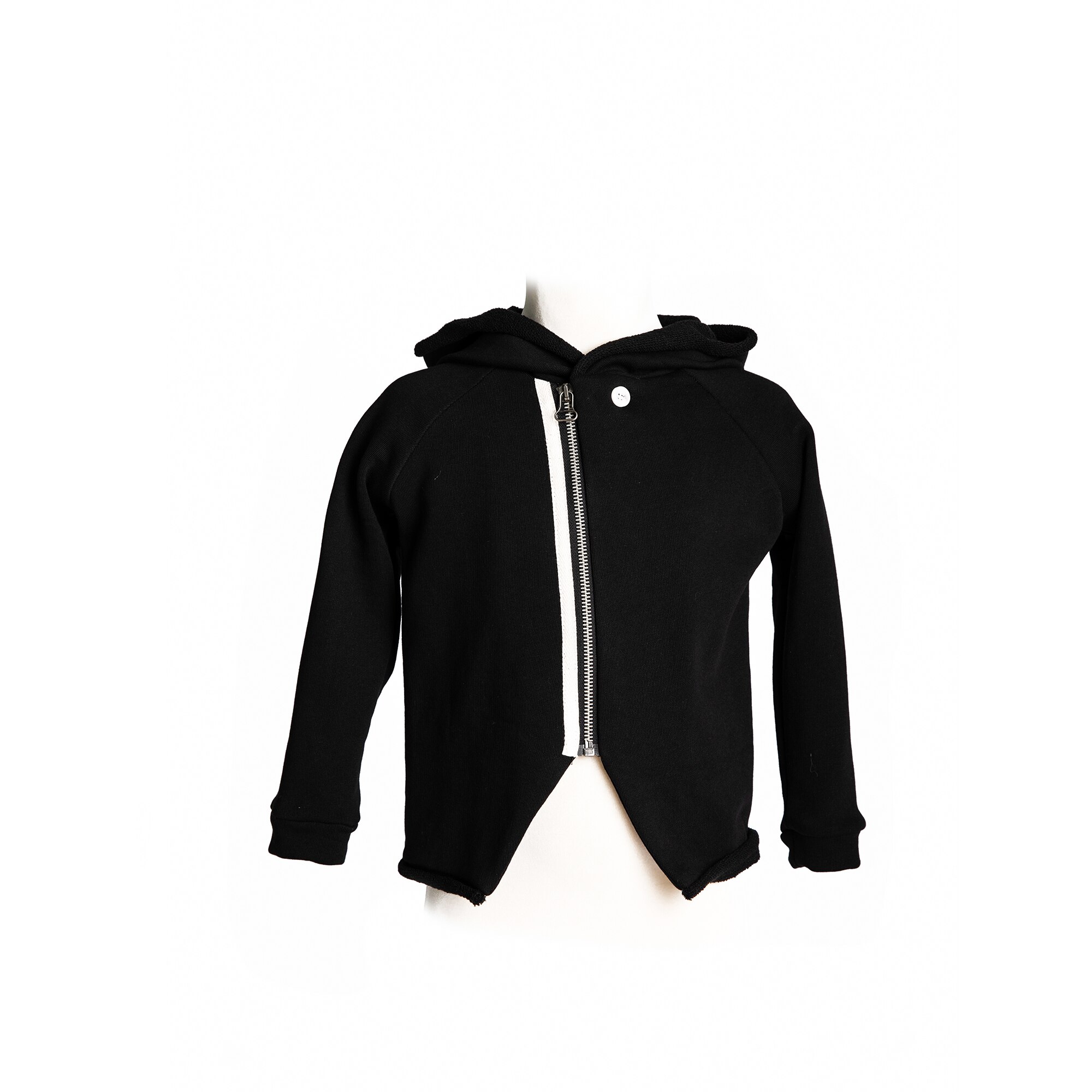 Hanorac unisex , Ada Rose , bumbac organic , negru , 3-4 ani , cu gluga si fermoar