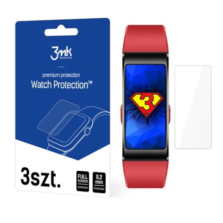Стъклен Протектор 3MK Watch ARC за Huawei Band 4 Pro, Прозрачен, 3бр