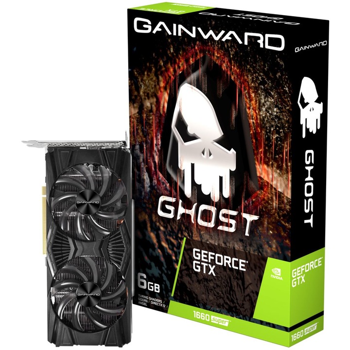 Видео карта Gainward GeForce GTX 1660 Super 6GB Ghost, GDDR6, 192bit, HDMI, DVI, DisplayPort