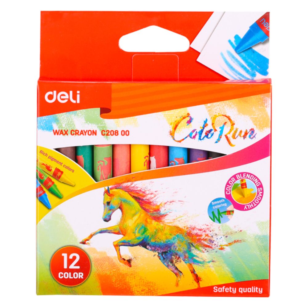 Set 12 Creioane Cerate Deli Colorun, 12 Culori