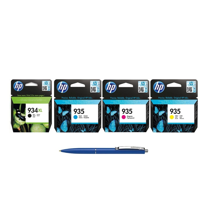 Pachet MAG4U Cartuse Cerneala Originale 1 buc C2P23AE (934XL) Black 1 buc C2P20AE Cyan 1 buc C2P21AE Magenta 1 buc C2P22AE Yellow si Pix Schneider