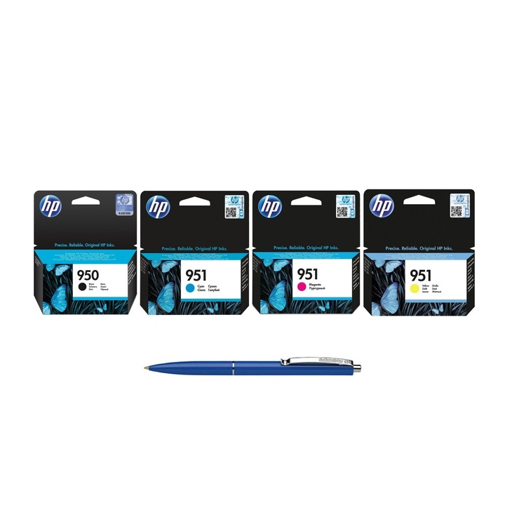 Pachet MAG4U Cartuse Cerneala Originale 1 buc CN049AE (950) Black 1 buc CN050AE Cyan 1 buc CN051AE Magenta 1 buc CN052AE Yellow si Pix Schneider