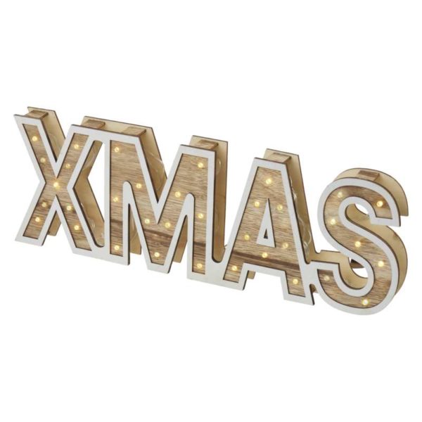 Decoratiune XMAS lemn, 35 Led 2xAA, alb cald ZY2204