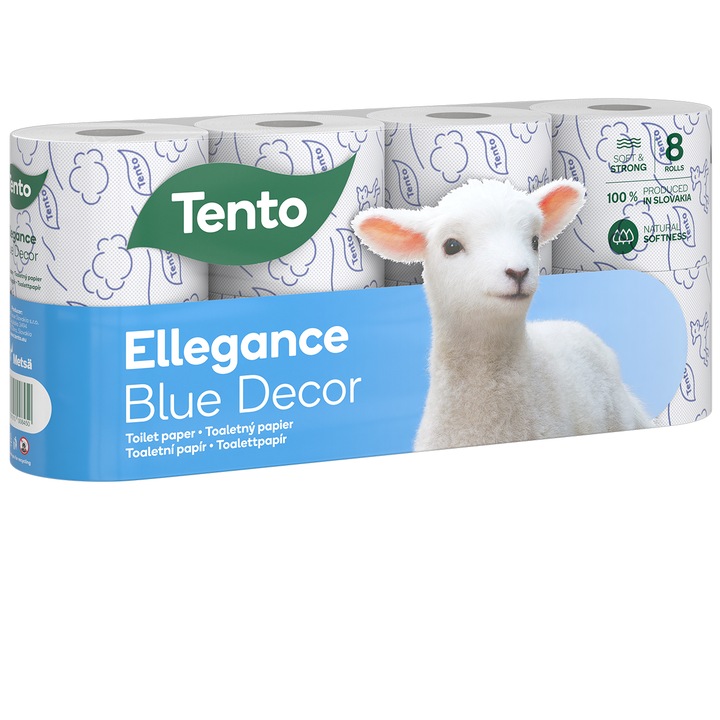 Hartie igienica Tento Ellegance Blue Decor, 8 role