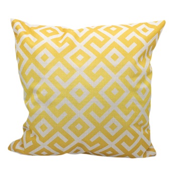 Perna decorativa, 43x43cm, poliester, gramaj 200 g, burduf, poliester, tip galben si alb, model geometric Perna decorativa, 43x43cm, poliester, gramaj 200 g, burduf, poliester, tip galben si alb, model geometric
