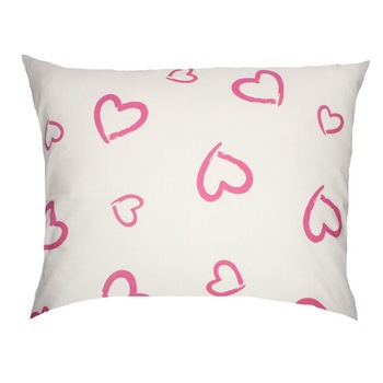 Perna, alba cu inimioare roz, 30x40cm Perna, alba cu inimioare roz, 30x40cm