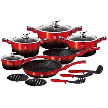 Set gatit 15 piese BerlingerHaus Burgundy Metallic Line, inductie, BH/1632N Set gatit 15 piese BerlingerHaus Burgundy Metallic Line, inductie, BH/1632N