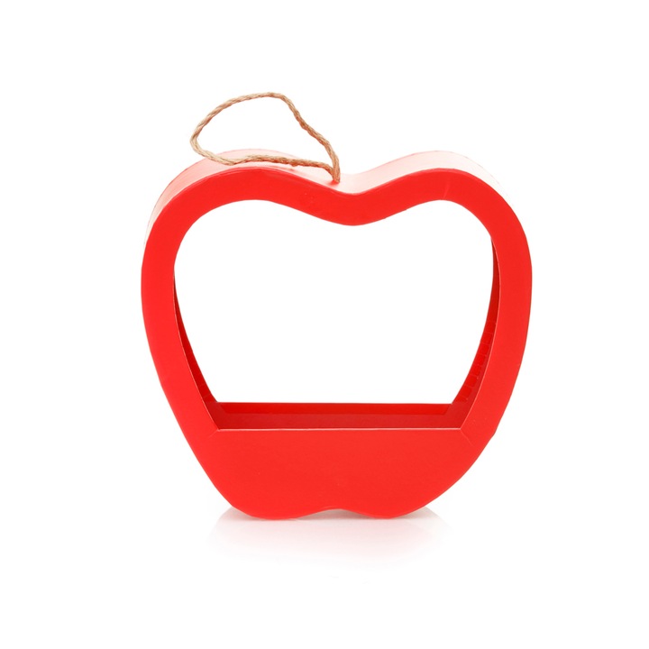 Кутия с форма на ябълка с дръжка, Createur, червена, 8.5x24x22 см