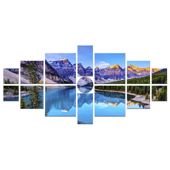 Картина пано DualView Startonight Планински езера, Светлина на тъмно, 100 х 210 см