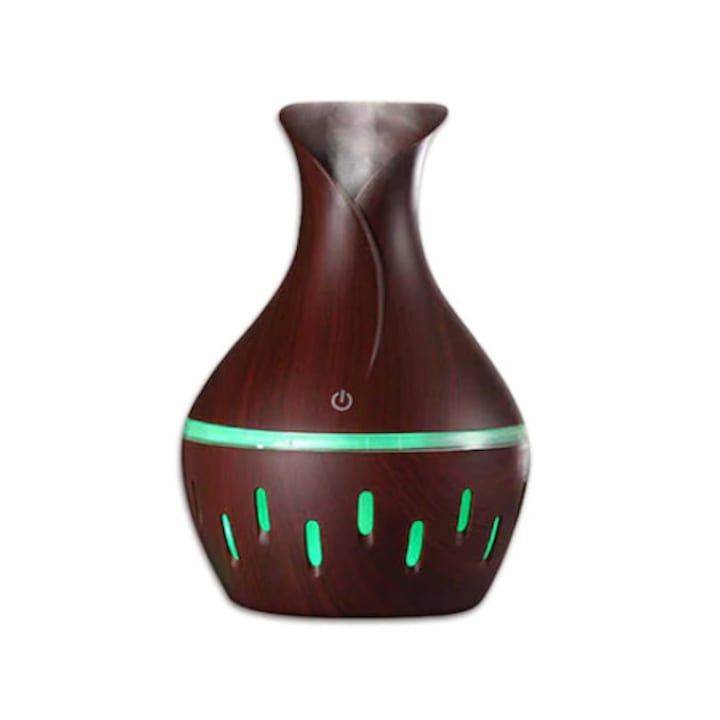 Umidificator ultrasunete SIKS, model linii, difuzor aroma, 150 ml, lemn inchis