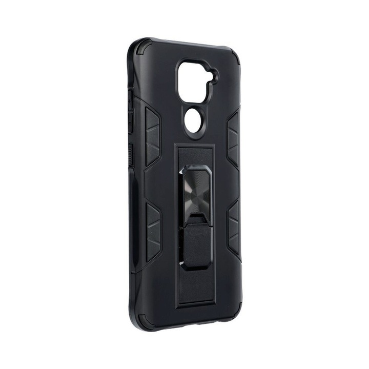 OEM Defender ütésálló védőtok, Xiaomi Redmi Note 9, állvány funkció / mágneses autós tartó kompatibilis, fekete