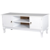 Comoda TV Homcom, Din lemn MDF si lemn de pin, Cu 2 dulapuri si 2 rafturi, 120 x 45 x 50 cm, Alb mat