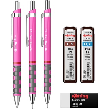 Set Rotring creion mec. 0.5/0.7/Pix Tikky Pink Neon + mina 0.5/0.7 + radiera Tikky 30 Set Rotring creion mec. 0.5/0.7/Pix Tikky Pink Neon + mina 0.5/0.7 + radiera Tikky 30