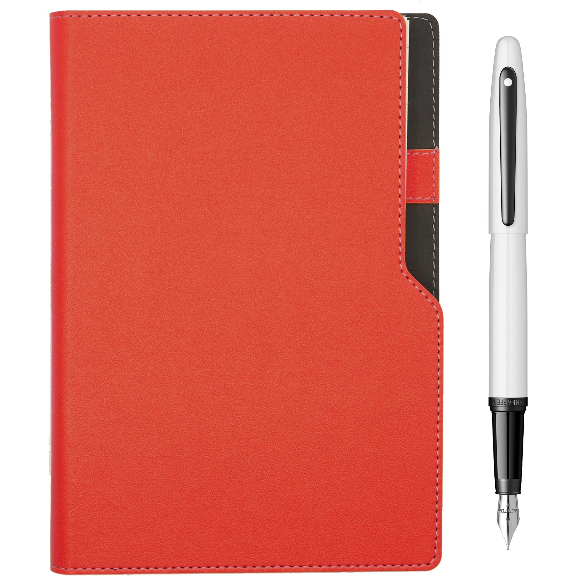 Stilou Sheaffer VFM White + Agenda A5 cu spira metalica