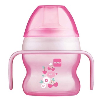 Biberon cu cioc si manere 150 ml MAM Starter Cup 640193R1, Roz 4+ luni Biberon cu cioc si manere 150 ml MAM Starter Cup 640193R1, Roz 4+ luni