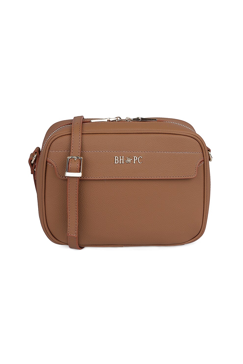 Beverly Hills Polo Club, Geanta crossbody din piele, Maro