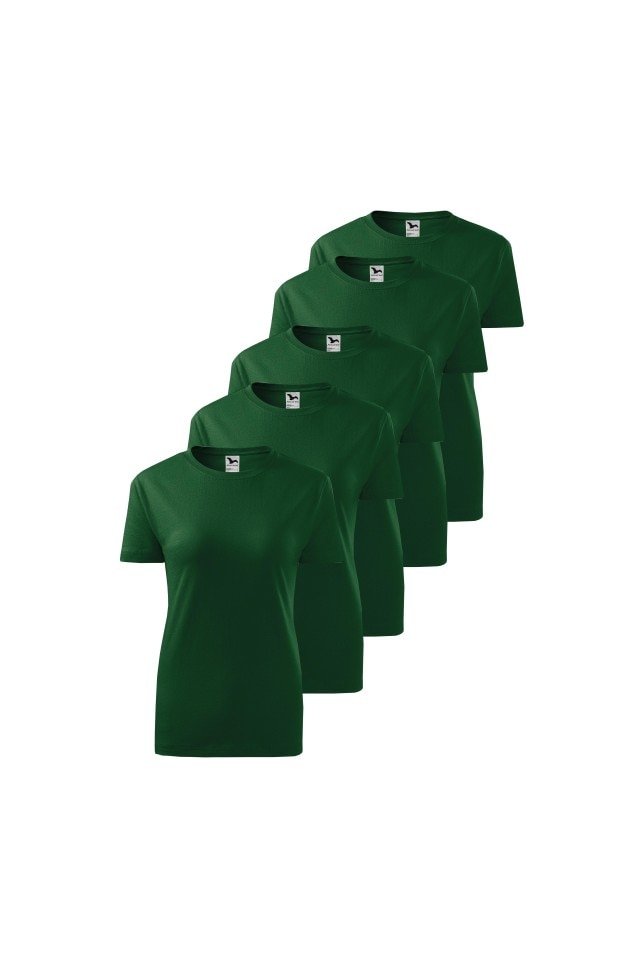 Set 5 tricouri pentru dama, Verde sticla, 133-06X5