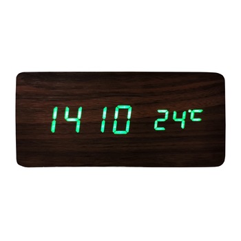 Ceas de masa elSales ELS-1574 , afisaj LED verde , temperatura , data , format ora 24 h , lemn maro Ceas de masa elSales ELS-1574 , afisaj LED verde , temperatura , data , format ora 24 h , lemn maro