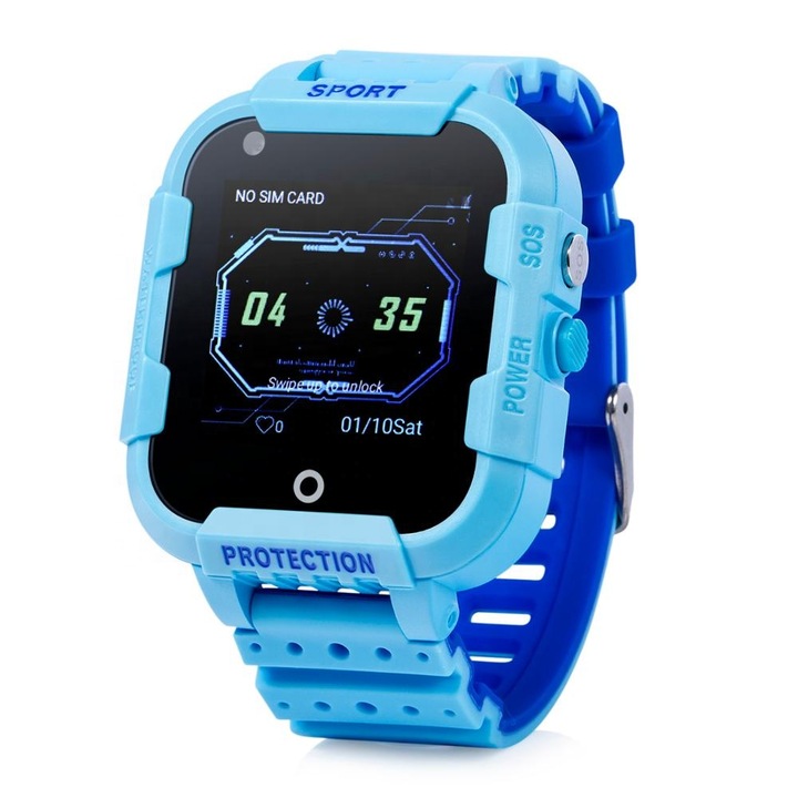 Смарт часовник за деца Wonlex KT12, 4G, GPS, Видео разговори, Водоустойчив, WIFI, Проследяване, Наблюдение, Син