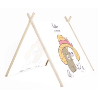 Cort Art Kids pentru copii cu cadru din lemn natural si panza, Umbra de la Palarie, Decoratiuni, Latime 120 cm x Inaltime 115 cm x Adancime 150 cm