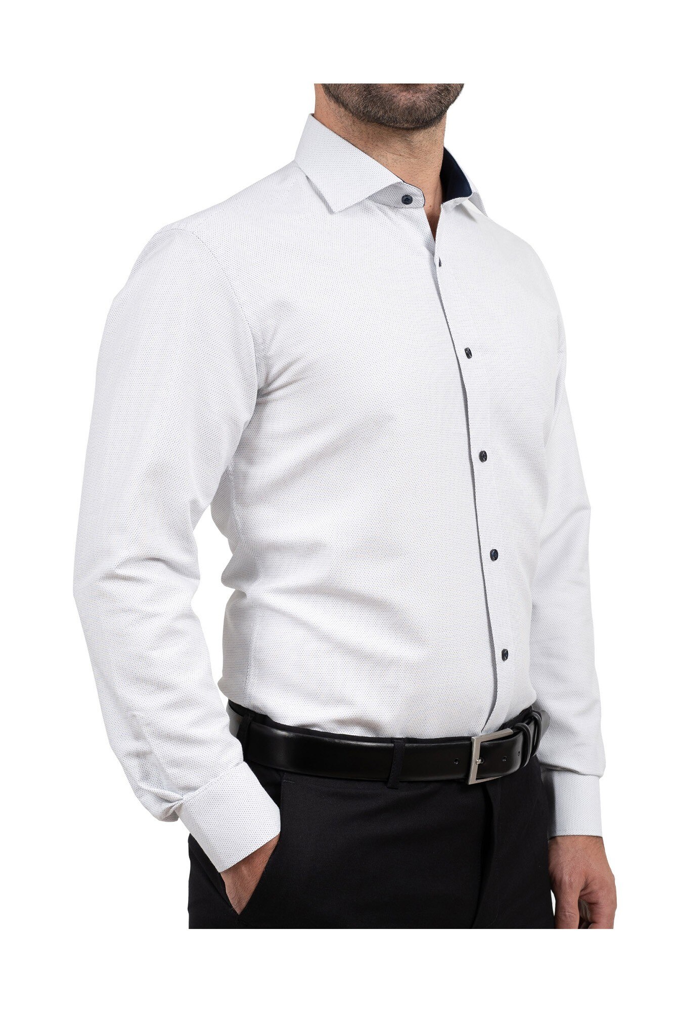 Camasa slim alba cu picouri