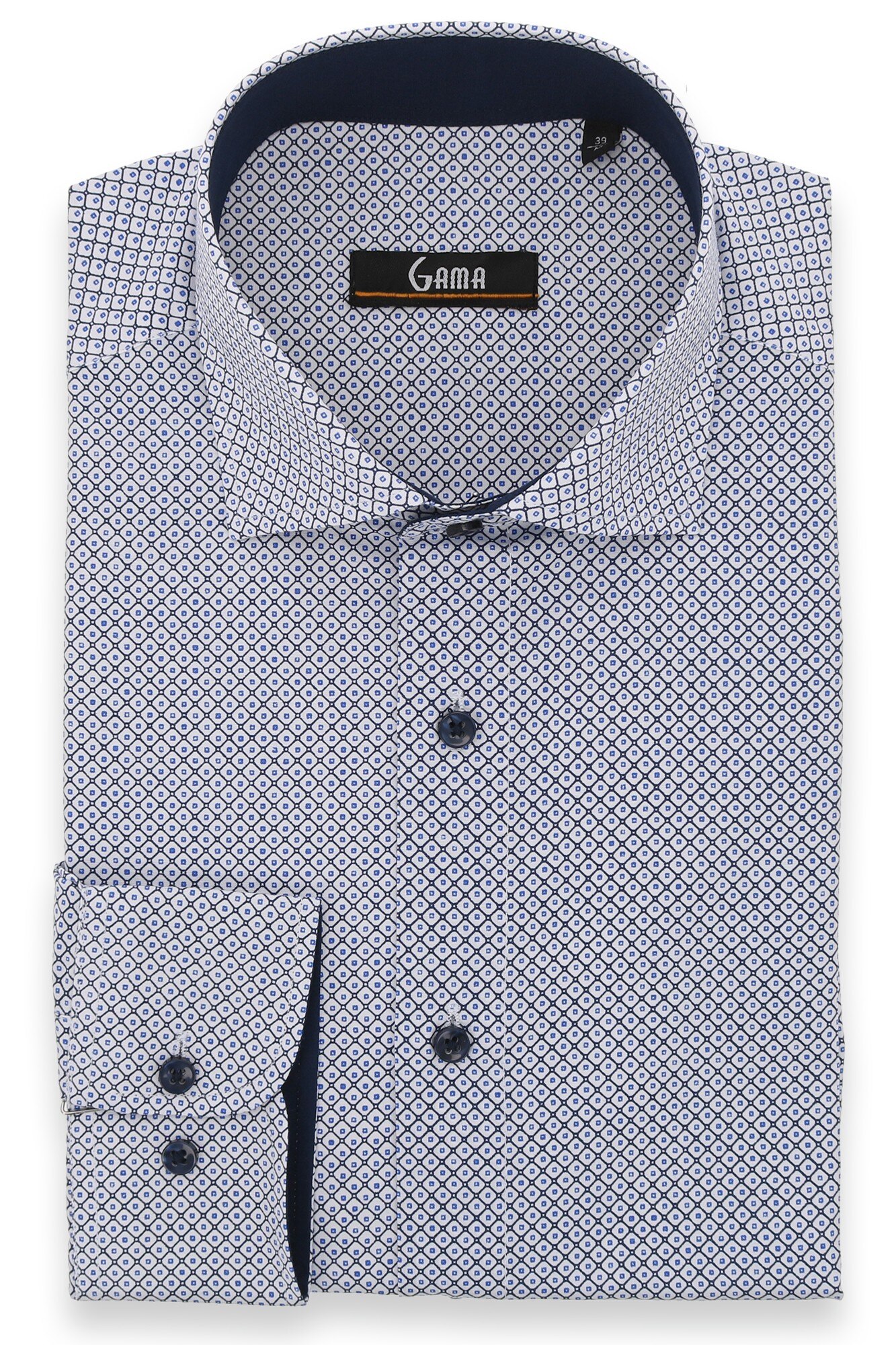 Camasa alba regular cu imprimeuri geometrice, GAMA, 39-40 EU