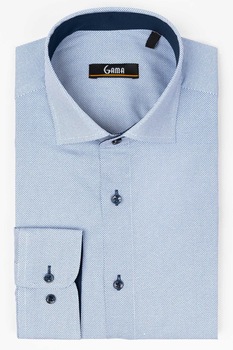 Camasa bumbac premium slim cu picouri bleumarin, GAMA, 37-38 EU Camasa bumbac premium slim cu picouri bleumarin, GAMA, 37-38 EU