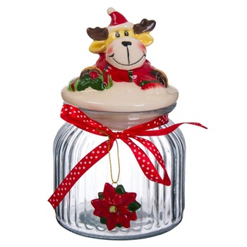 Borcan decorativ de Craciun pentru dulciuri, 500 ml Borcan decorativ de Craciun pentru dulciuri, 500 ml
