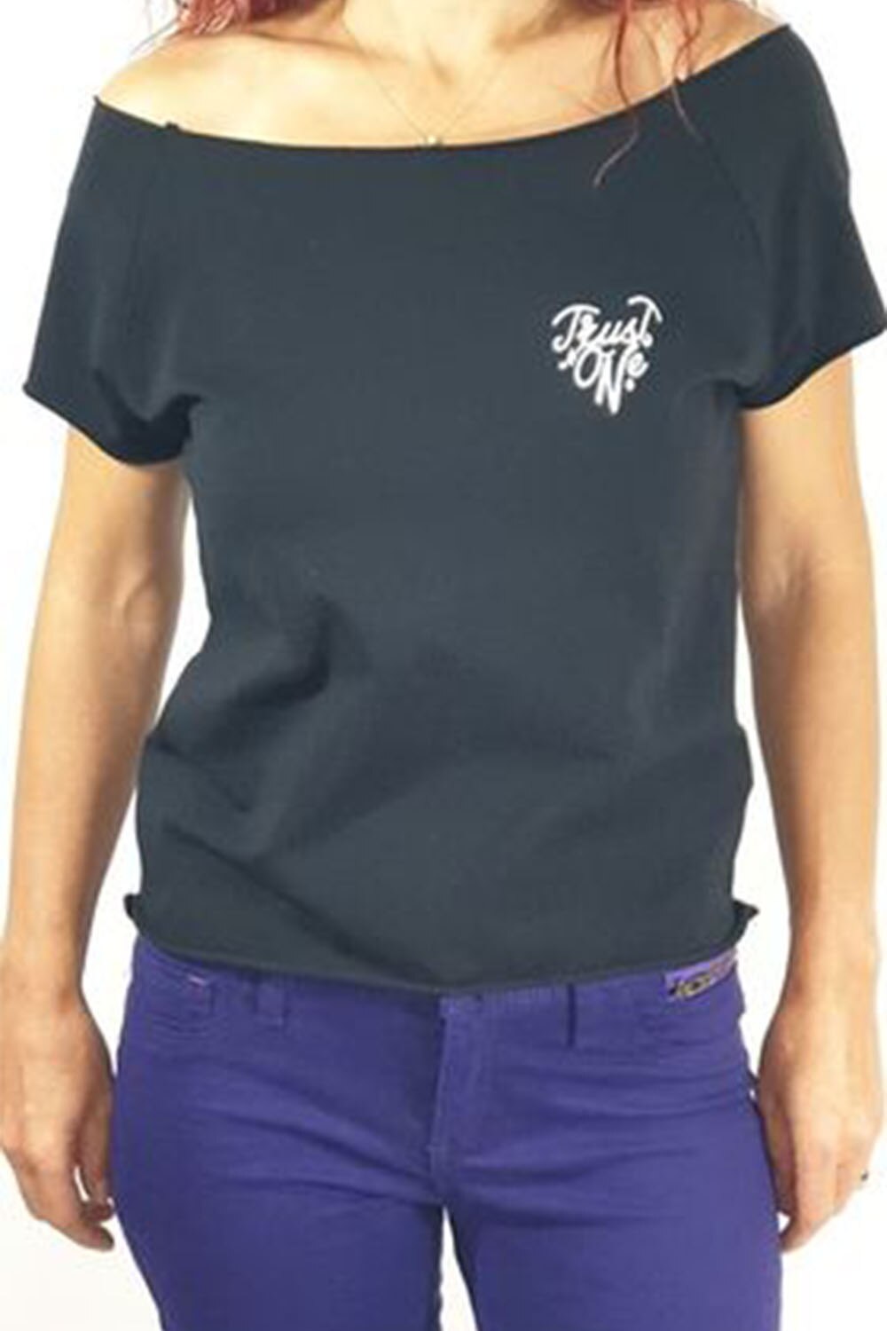 Tricou dama,Tally Weijl,negru cu imprimeu text,L