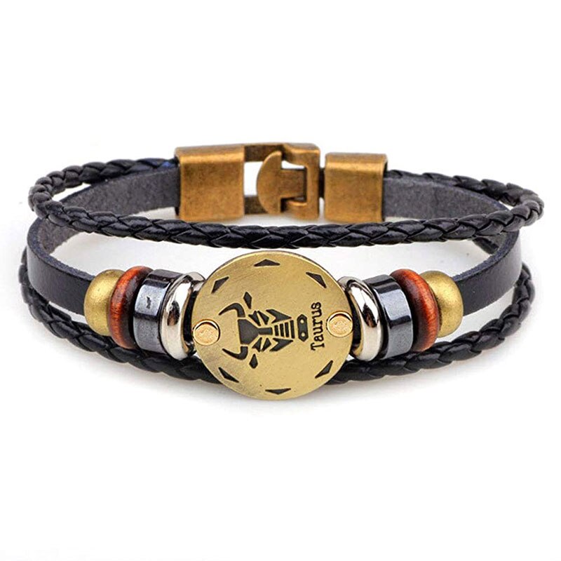 Bratara zodiac pentru barbati, Taur, Neagra